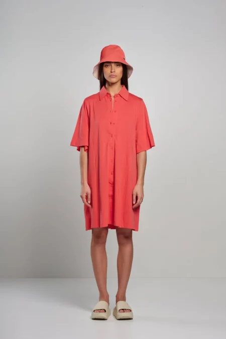 Abito camicia midi Bomboogie corallo