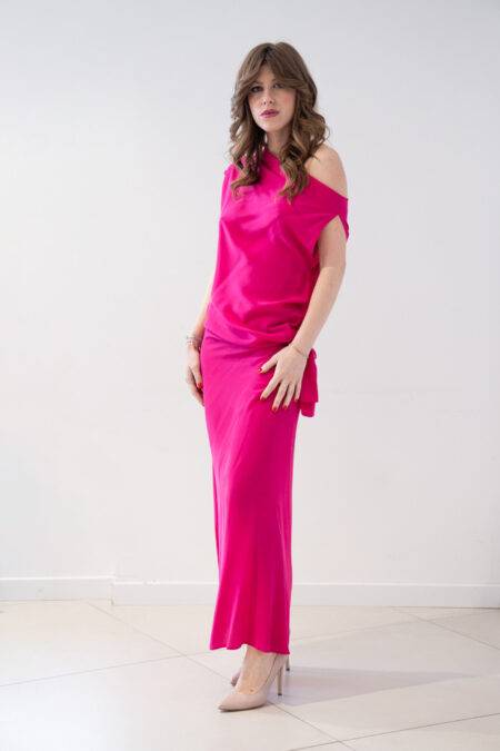 Abito crepe de chiné con nodo Alysi (2)