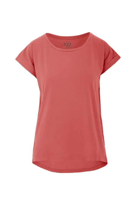T shirt girocollo con manica risvoltata Bomboogie corallo