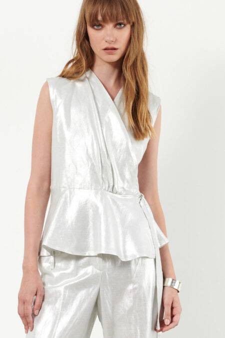 Blusa a portafoglio laminata B.yu1