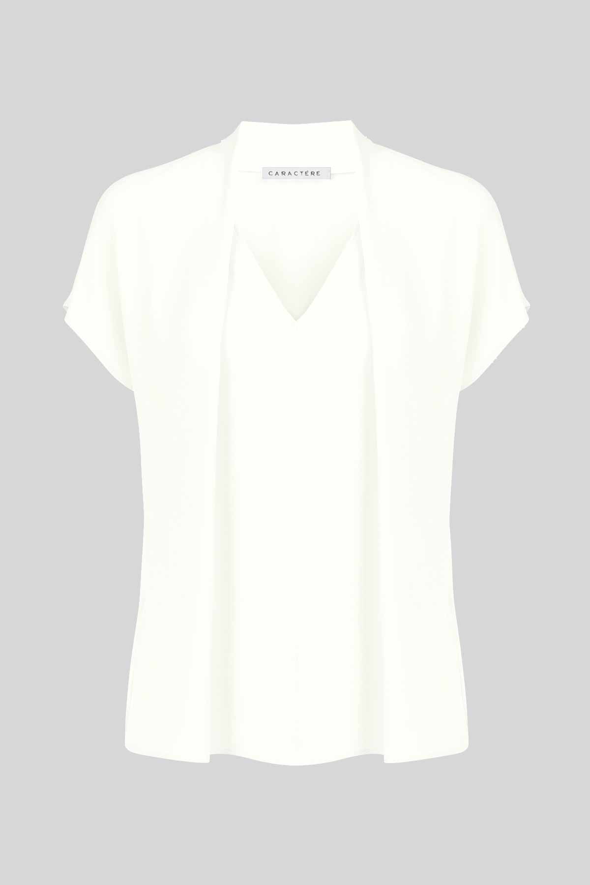 Blusa scollo a V con pieghe Caractére bianca Blusa scollo a V con pieghe Caractére bianca