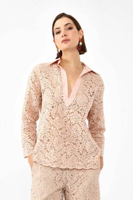 Camicia in pizzo con scollo V Dixie