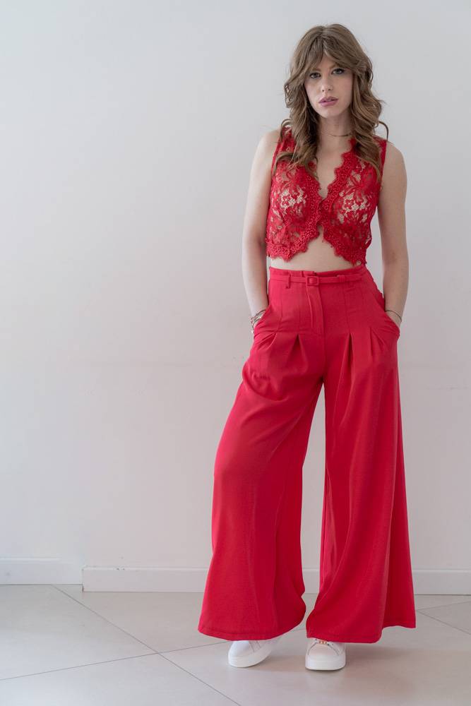 Canotta in seta rosa con pizzo Leavers | La Perla