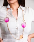 Collana metallo con acrilico trasparente Mya