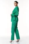 Pantalone a zampa in pizzo foderato Miriam Stella verde2
