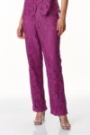 Pantalone a zampa in pizzo foderato Miriam Stella verde2