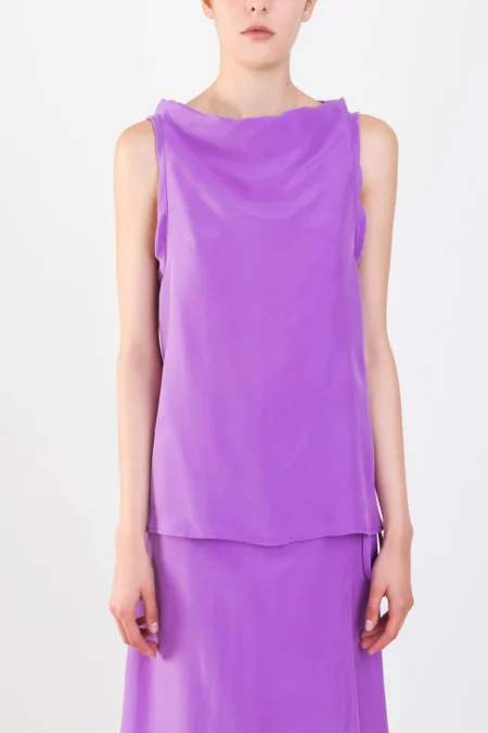 Top giromanica con scollo anello Alysi orchidea1