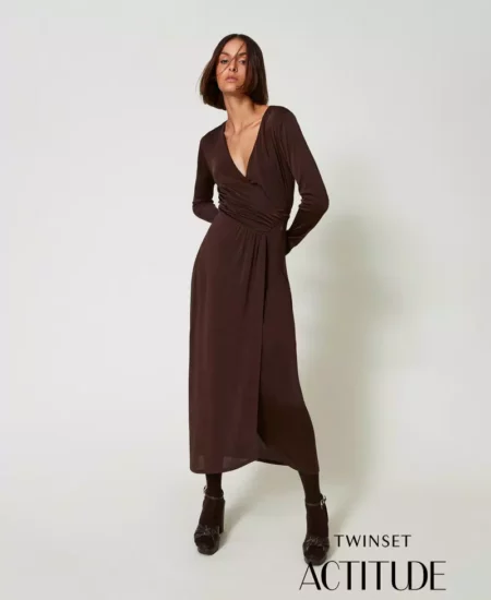 Abito lungo in jersey con drappeggio Twinset Actitude