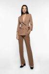 Pantaloni flare con inserto in raso Imperial marsala