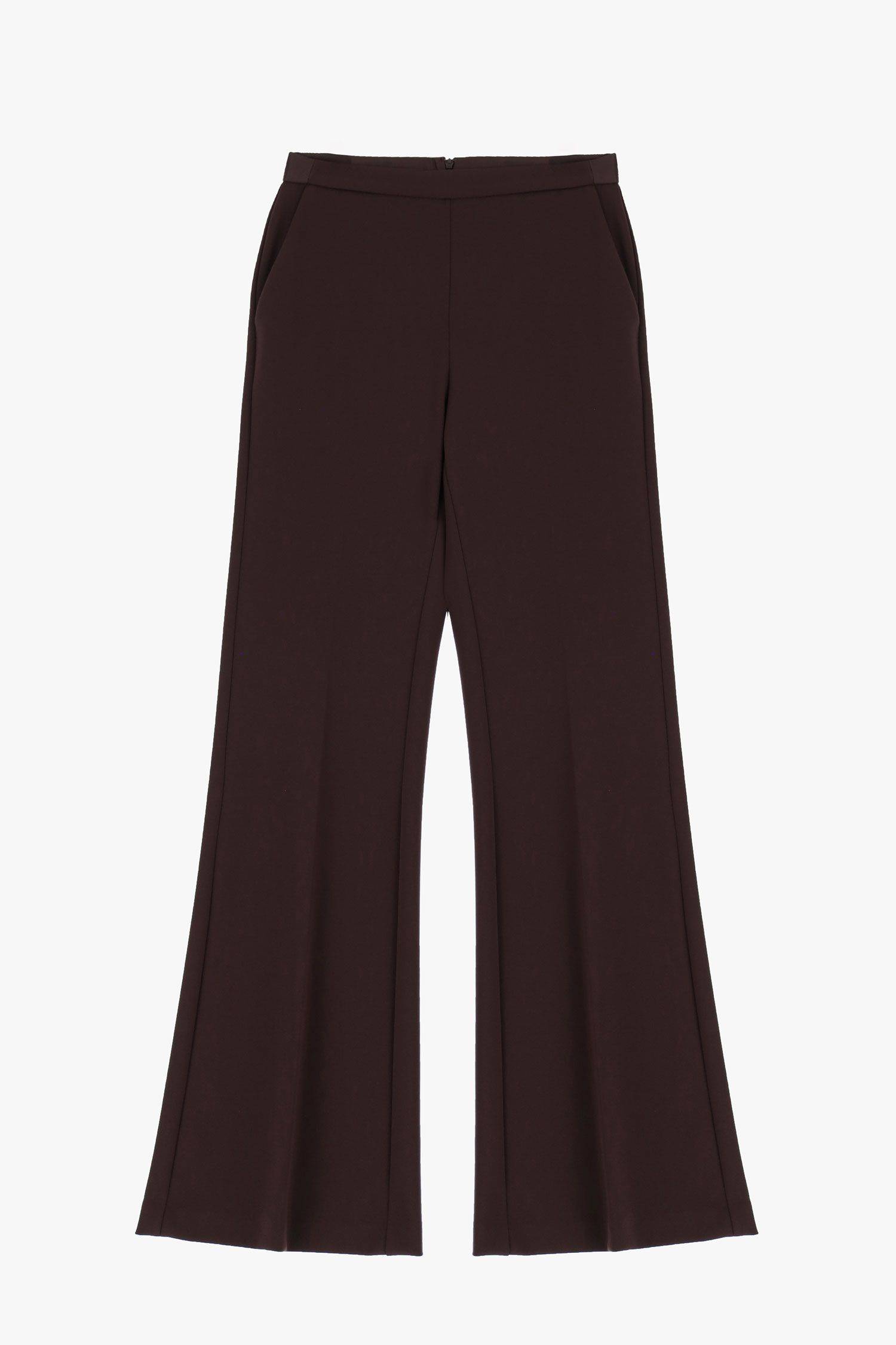 Pantaloni flare con inserto in raso Imperial cioccolato Pantaloni flare con inserto in raso Imperial cioccolato