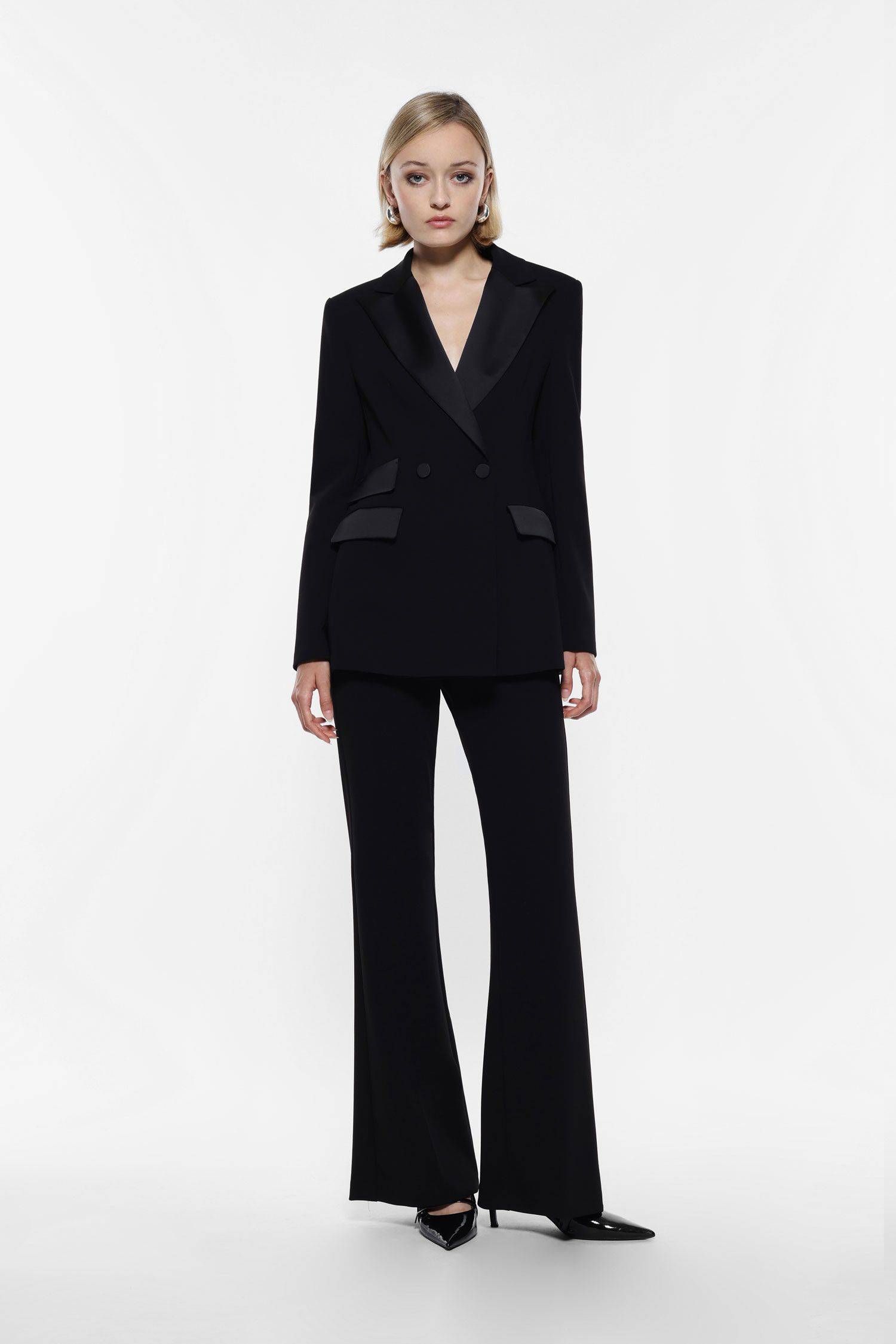 Pantaloni flare con inserto in raso Imperial nero Pantaloni flare con inserto in raso Imperial nero