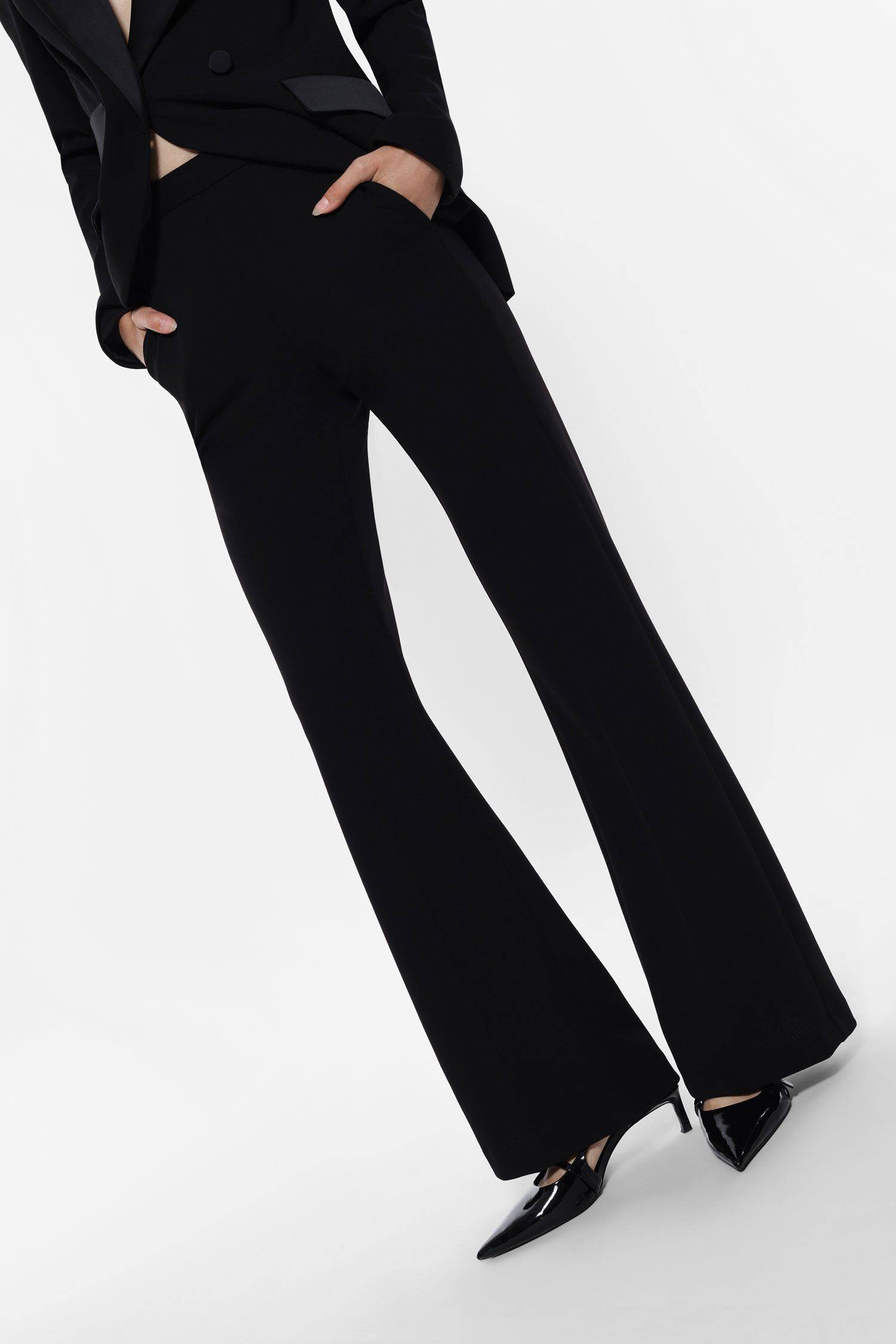 Pantaloni flare con inserto in raso Imperial nero3 Pantaloni flare con inserto in raso Imperial nero3