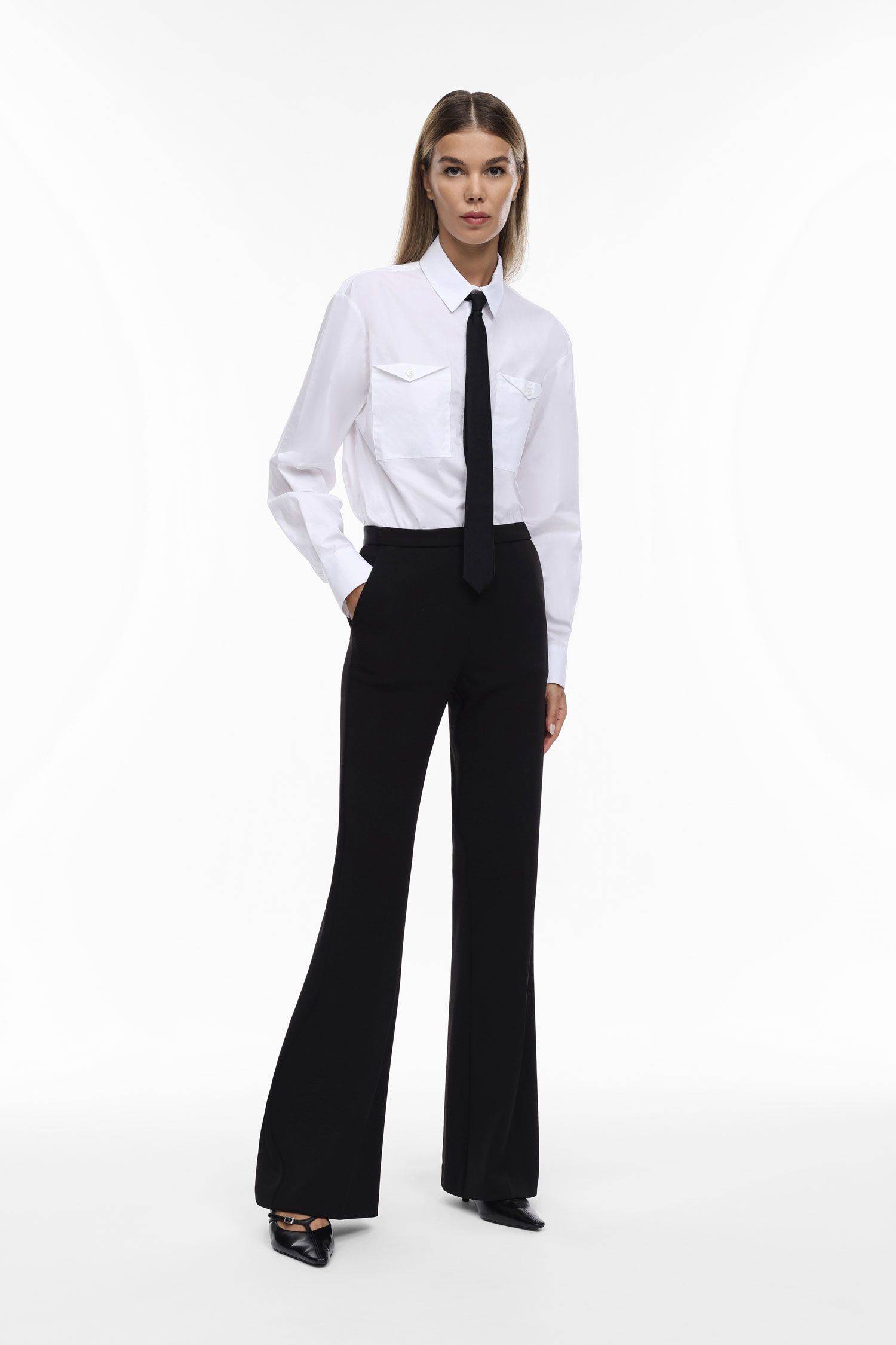 Pantaloni flare con inserto in raso Imperial nero4 Pantaloni flare con inserto in raso Imperial nero4