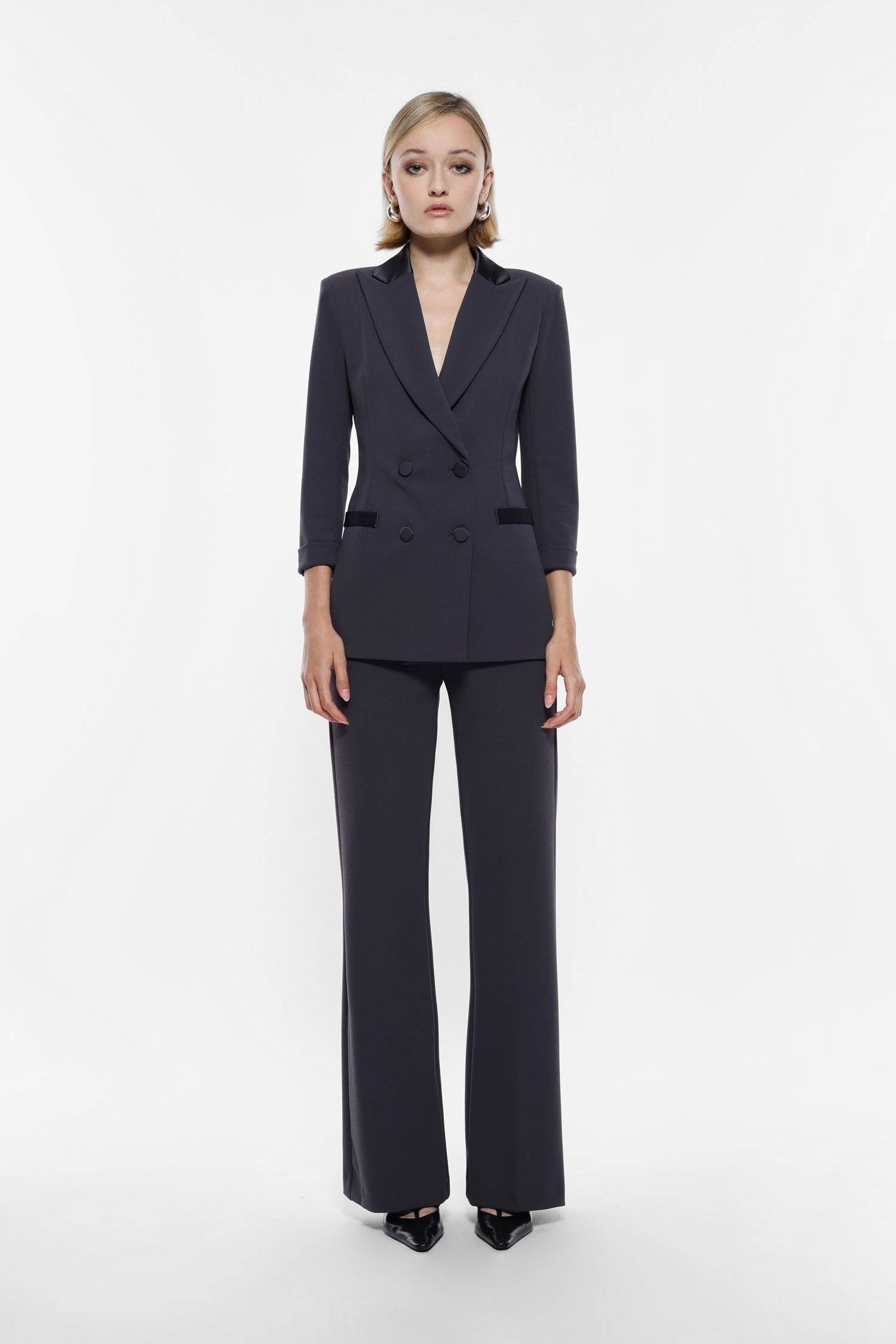 Pantaloni flare con inserto in raso Imperial piombo Pantaloni flare con inserto in raso Imperial piombo