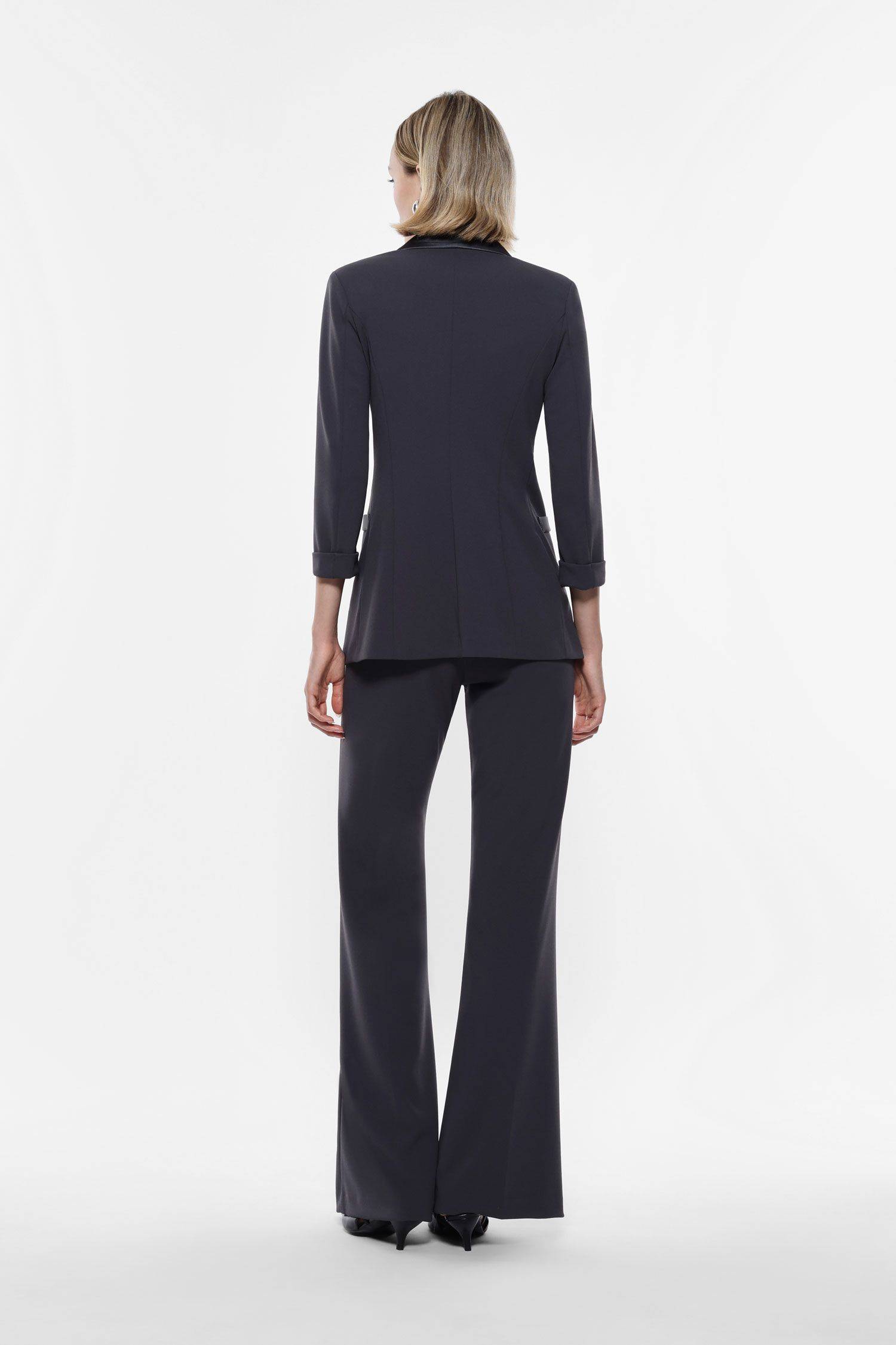 Pantaloni flare con inserto in raso Imperial piombo1 Pantaloni flare con inserto in raso Imperial piombo1