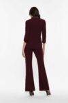 Pantaloni flare con inserto in raso Imperial marsala