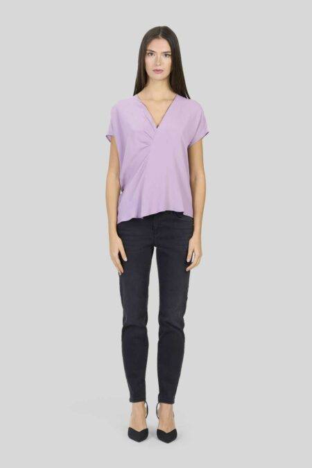 Blusa in crepe de chine Caractére glicine
