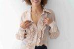 Camicia con colletto asimmetrico e rouches SOLOTRE (3)