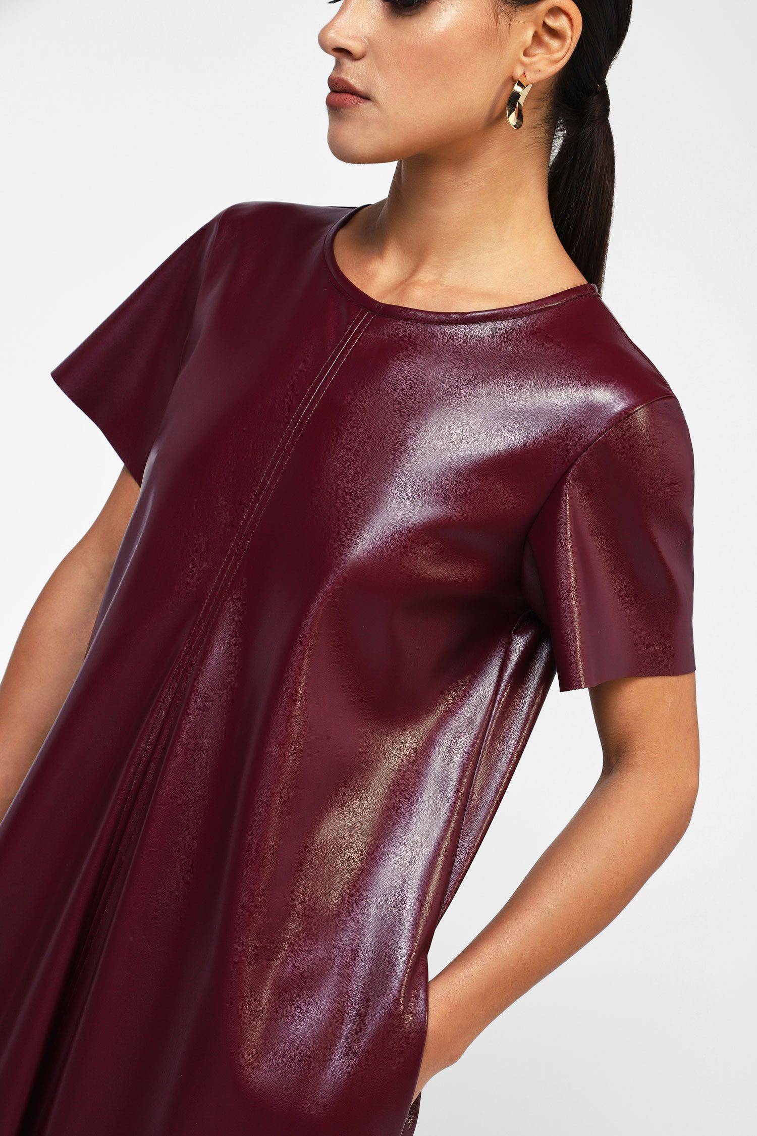 YMING Abito Chemisier Donna A Maniche Corte – Misto Cotone, Taglie Forti 2XS-5XL, 24 Colori (Bordeaux, L)