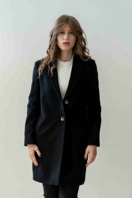 Cappotto corto monopetto Chiarulli DEMETRA nero (1)