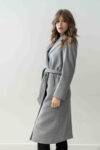 Cappotto lungo con bottoni nascosti e cinta Chiarulli grigio (2)
