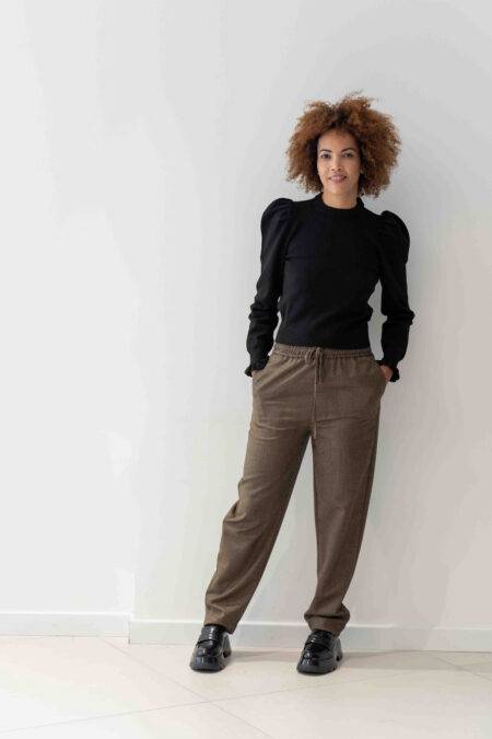 Pantaloni con coulisse micro spigato SOLOTRE (1)
