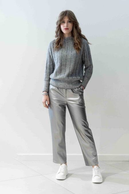 Pantaloni in ecopelle con elastico B (1)