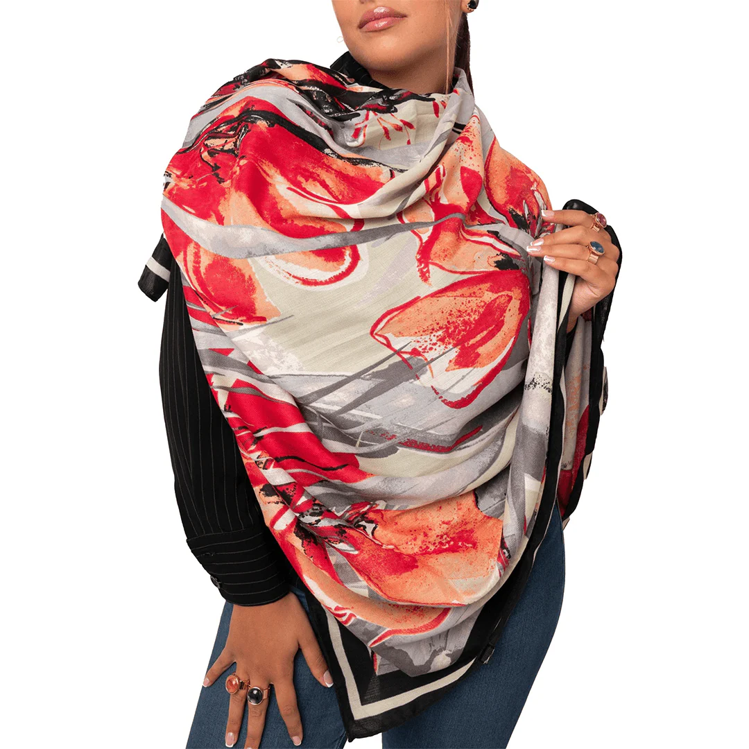 Sciarpa Lunga Donna Bodhi2000 In Voile Con Stampa Floreale - Scialle Leggero Per Spiaggia E Primavera, 50x160 Cm, Morbido E Multiuso