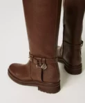 Stivali biker in pelle con Oval T Twinset 0