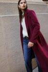 Cappotto lungo con doppiopetto Please bordeaux1