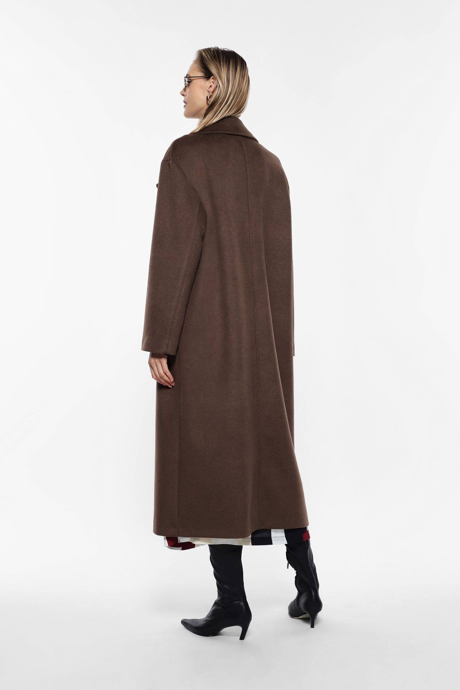 Cappotto Lungo Lana Cashmere Blu Navy Donna su Progetto Seta