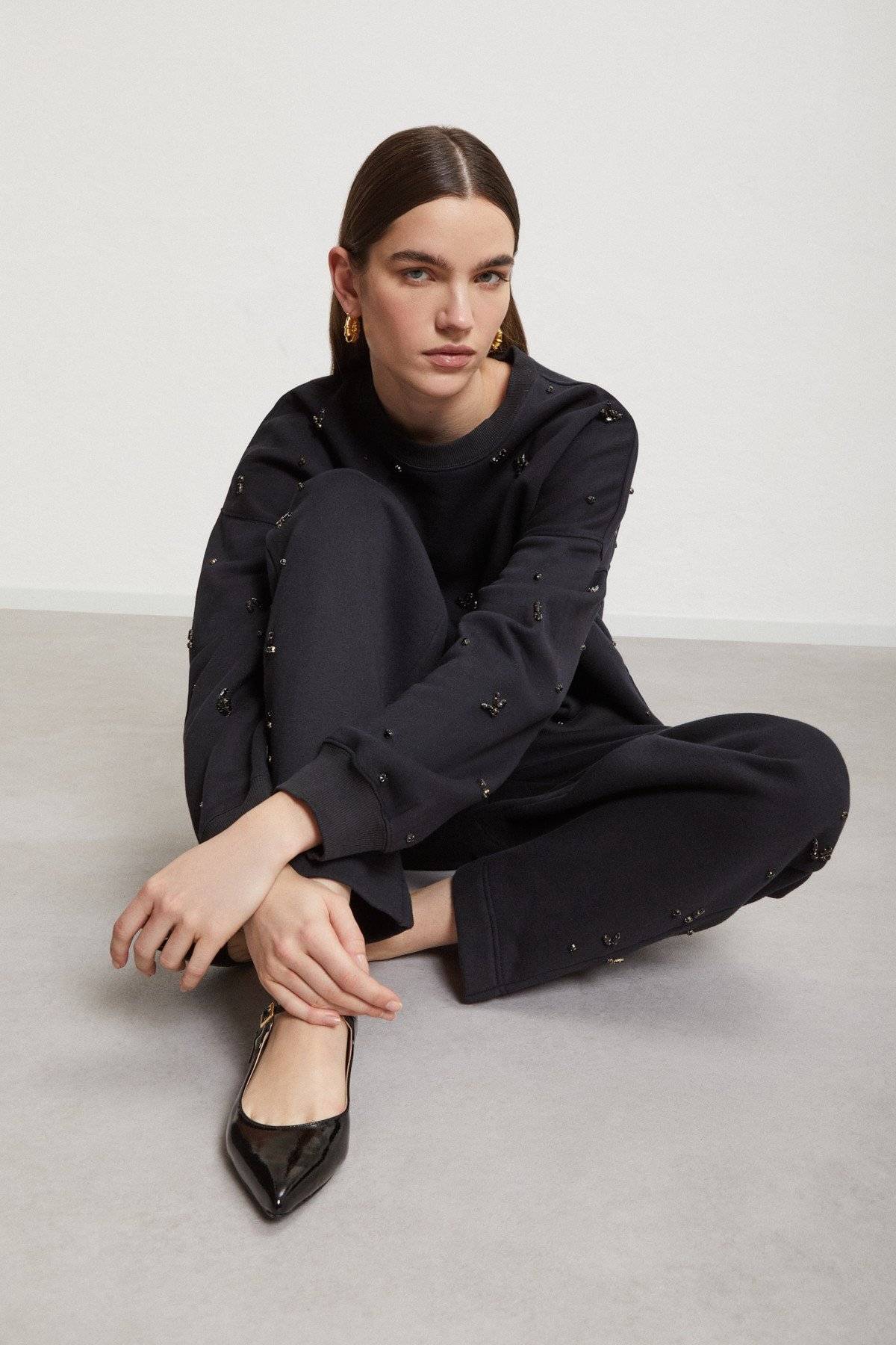 Felpa in cotone con strass Otto d’Ame Felpa in cotone con strass Otto d'Ame