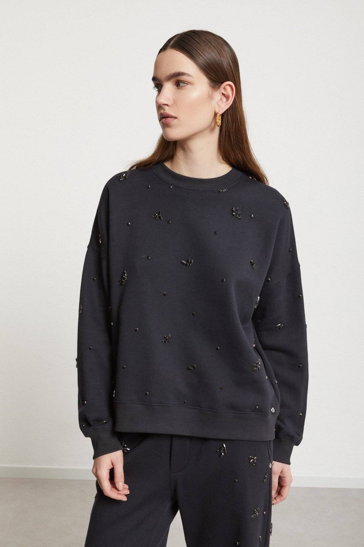 Felpa in cotone con strass Otto d’Ame1 Felpa in cotone con strass Otto d'Ame1