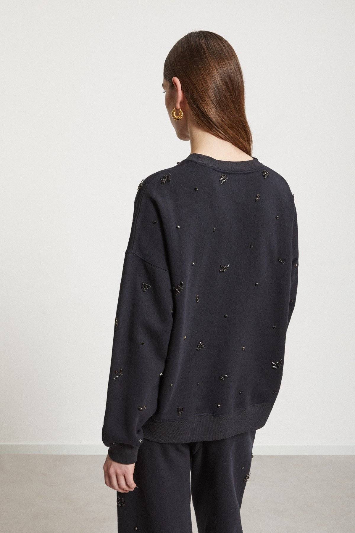 Felpa in cotone con strass Otto d’Ame2 Felpa in cotone con strass Otto d'Ame2