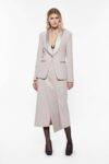 Gonna midi con inserto in raso Imperial beige luna
