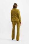 Pantaloni sartoriali vita alta minimalisti mostarda