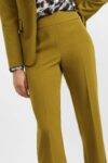 Pantaloni sartoriali vita alta minimalisti mostarda