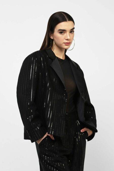 Blazer corto con cascata paillettes Dixie