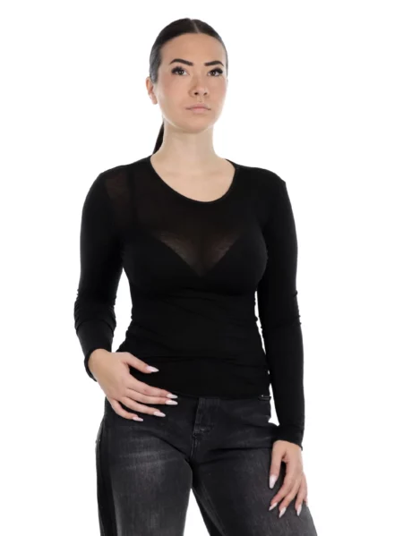 Maglia girocollo effetto trasparente Please
