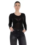 Maglia girocollo effetto trasparente Please