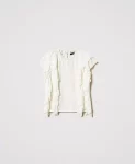 Blusa in mussola con volant e ricamo Twinset Actitude