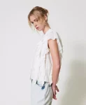 Blusa in mussola con volant e ricamo Twinset Actitude