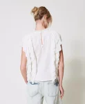 Blusa in mussola con volant e ricamo Twinset Actitude