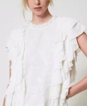 Blusa in mussola con volant e ricamo Twinset Actitude