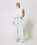 Blusa in mussola con volant e ricamo Twinset Actitude