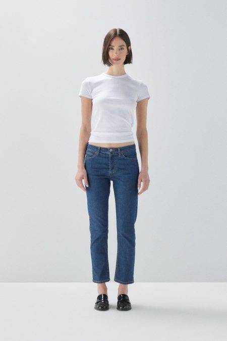 Jeans straight taglio cropped Please