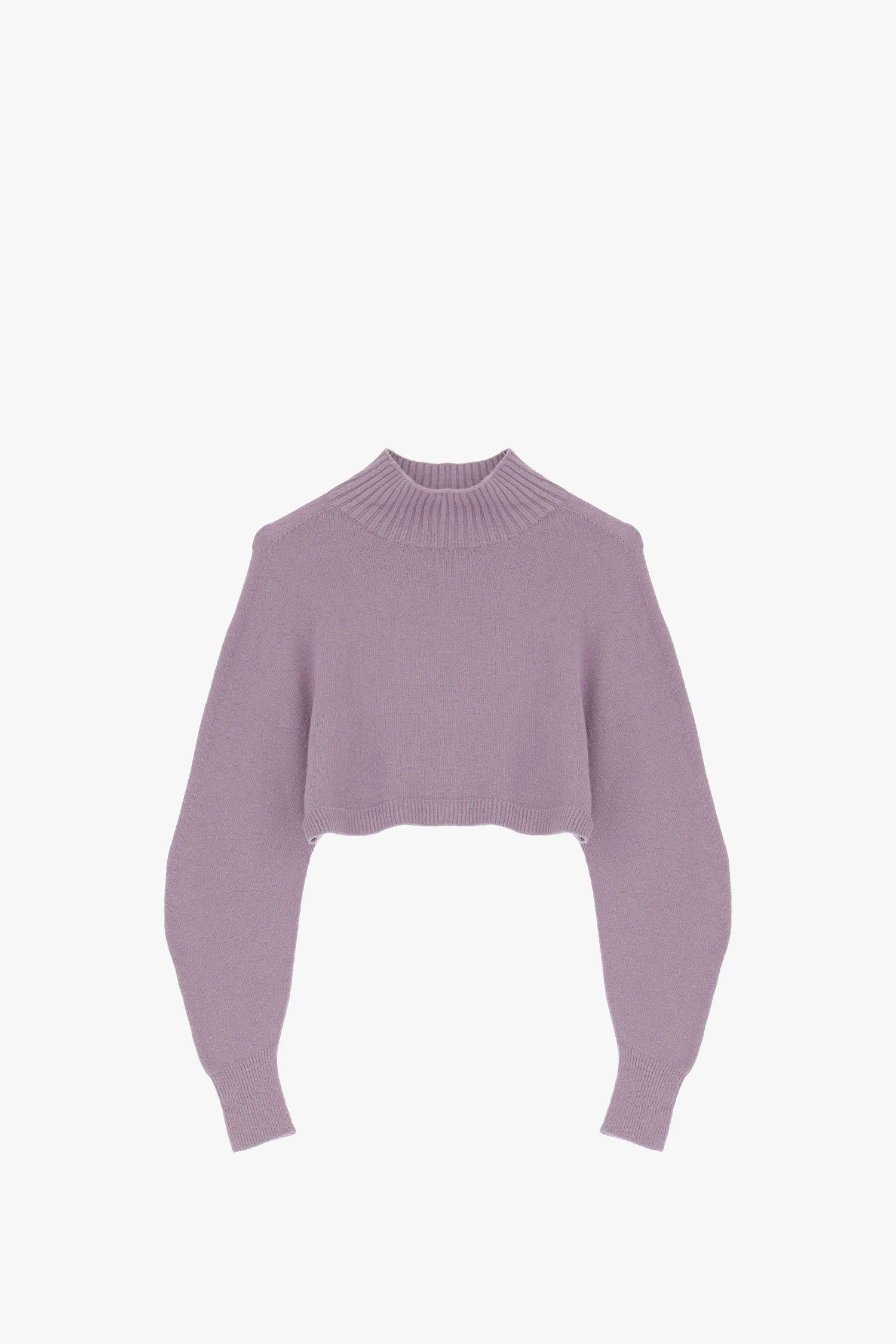 Maglione corto con collo alto Imperial malva Maglione corto con collo alto Imperial malva