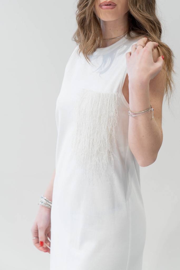 Abito t shirt con tasca frange Alysi (3) Abito t shirt con tasca frange Alysi (3)