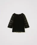 Blusa con maniche in pizzo macramè Twinset Actitude