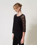 Blusa con maniche in pizzo macramè Twinset Actitude